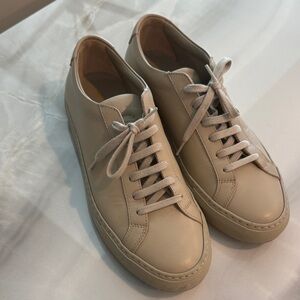 Common Projects Women's Cream Leather Low-Top Sneakers